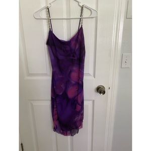 Purple and pink floral spaghetti strap dress